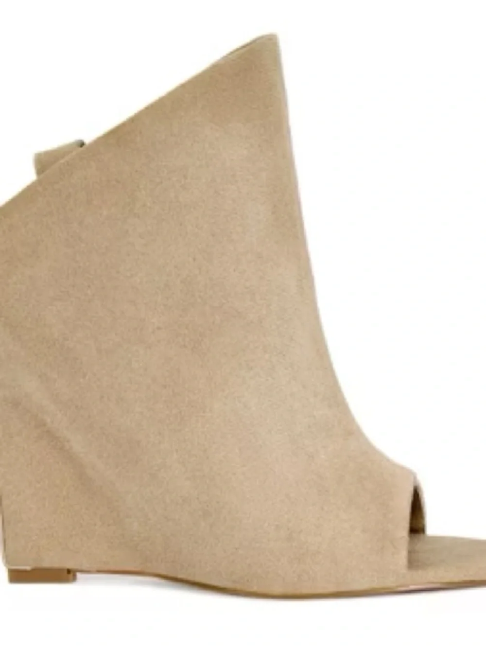 Azalea Wang Novis Faux Suede Peep Toe Slingback Wedge Shooties